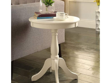 Alger 18" Wide White Round Traditional Pedestal Wood Side Table