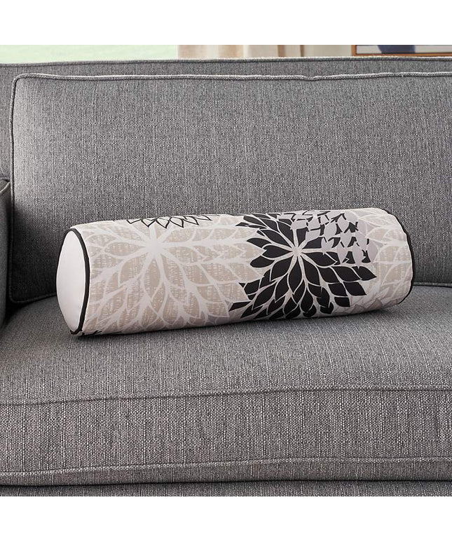Aloha Black White 20" x 6" Indoor/Outdoor Bolster Pillow
