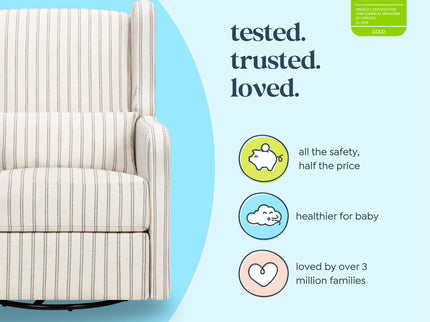 F19587PCDS,Carter's,Arlo Recliner and Swivel Glider in Performance Charcoal Double Stripe Linen