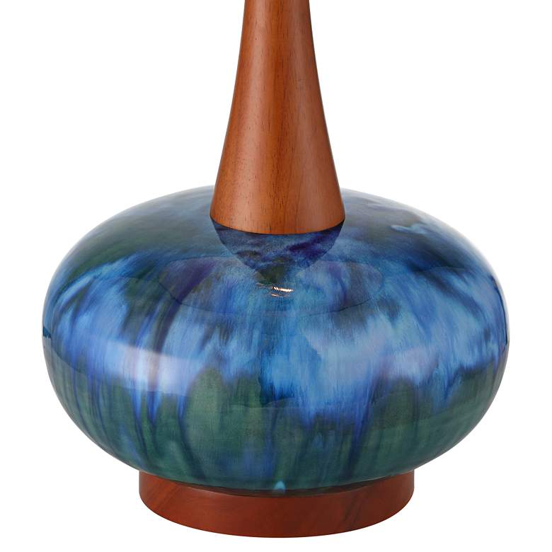 Andi 25" Modern Wood and Blue Ceramic Table Lamp