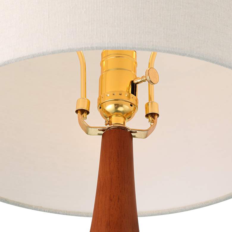 Andi 25" Modern Wood and Blue Ceramic Table Lamp