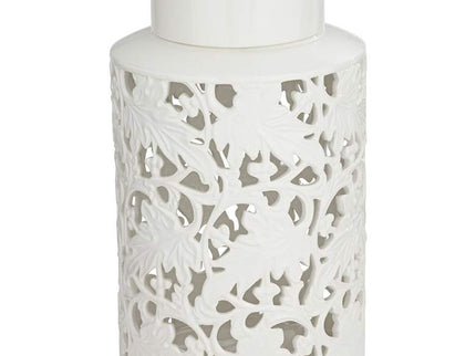 Angelique 15 3/4" High White Ceramic Jar with Lid