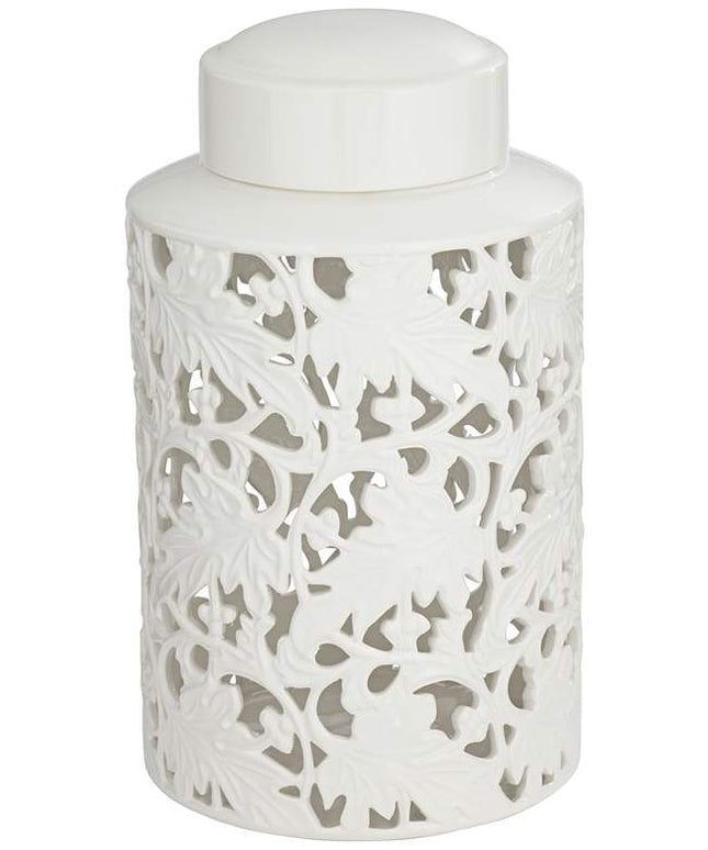 Angelique 15 3/4" High White Ceramic Jar with Lid