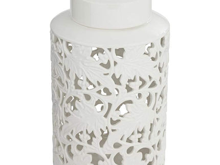 Angelique 15 3/4" High White Ceramic Jar with Lid