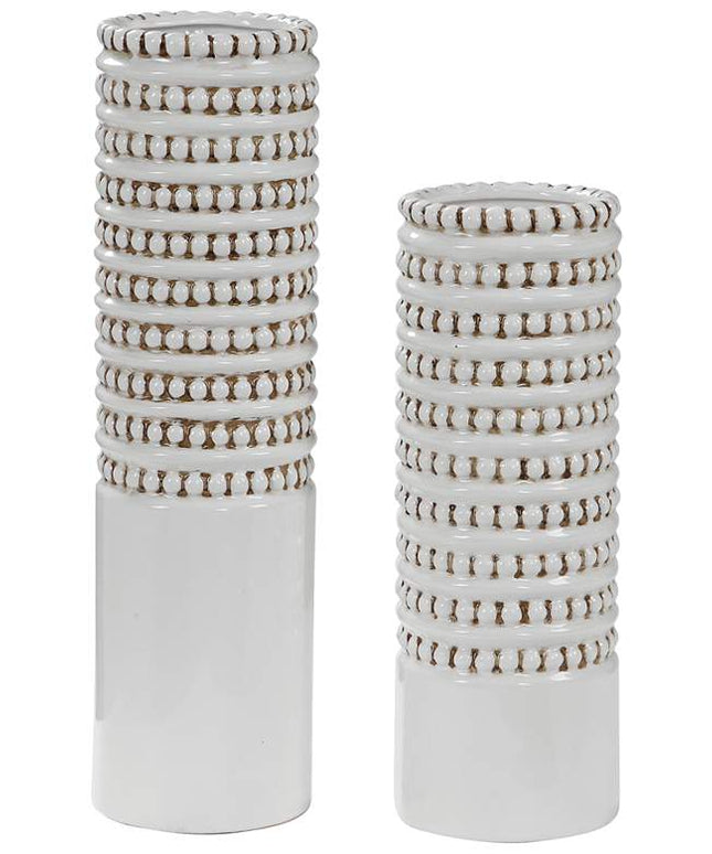 Angelou White Ceramic Vase Set of 2
