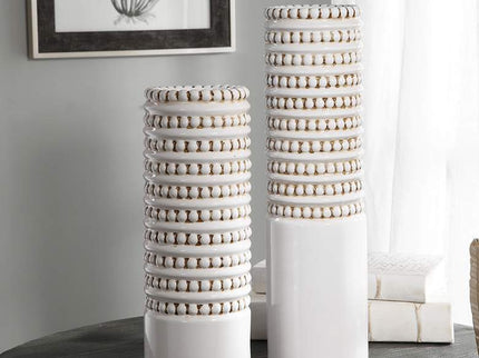Angelou White Ceramic Vase Set of 2