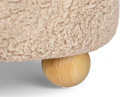 M30985CSGHF,Namesake,Tuffet Storage Ottoman in Chai Shearling w/Honey Ball Feet