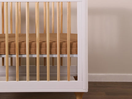 T29536BTS,Babyletto,Burnt Sienna Muslin Mini Crib Sheet in GOTS Certified Organic Cotton