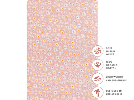 T28034,Babyletto,Daisy Muslin All-Stages Bassinet Sheet in GOTS Certified Organic Cotton
