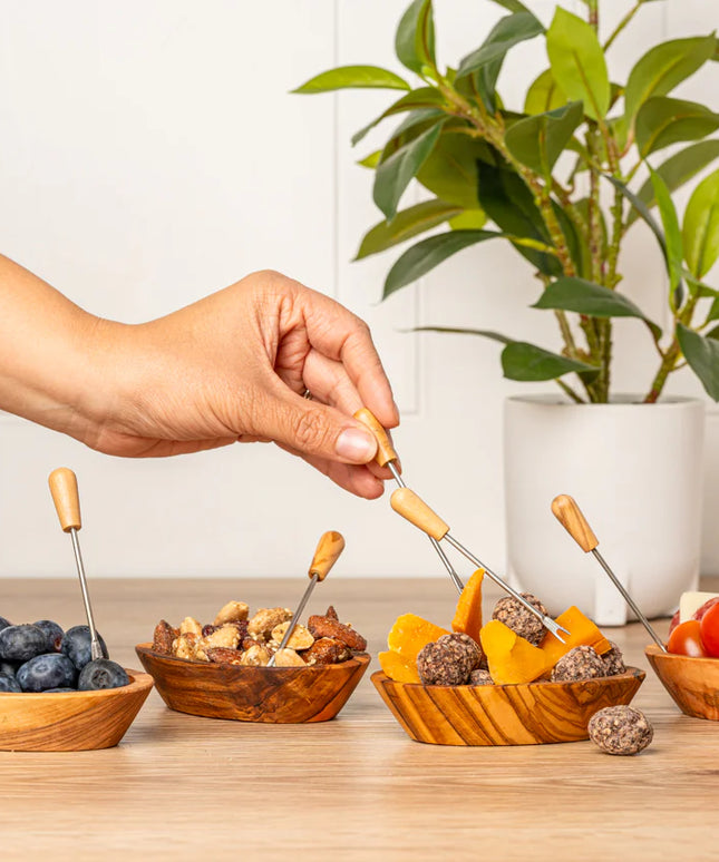 Italian Olivewood Aperitivo Forks - Set of 6