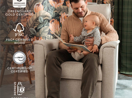 M17183PBEW,Namesake,Willa Deluxe Power Glider Recliner w/Heat&Massage in Performance Beach Eco-Weave