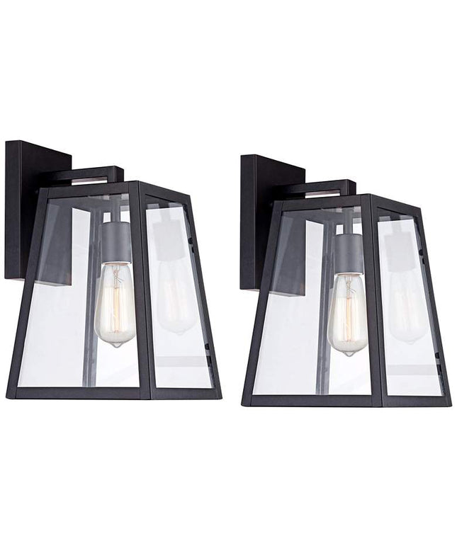 Arrington 13" High Glass and Mystic Black Wall Sconce Set of 2