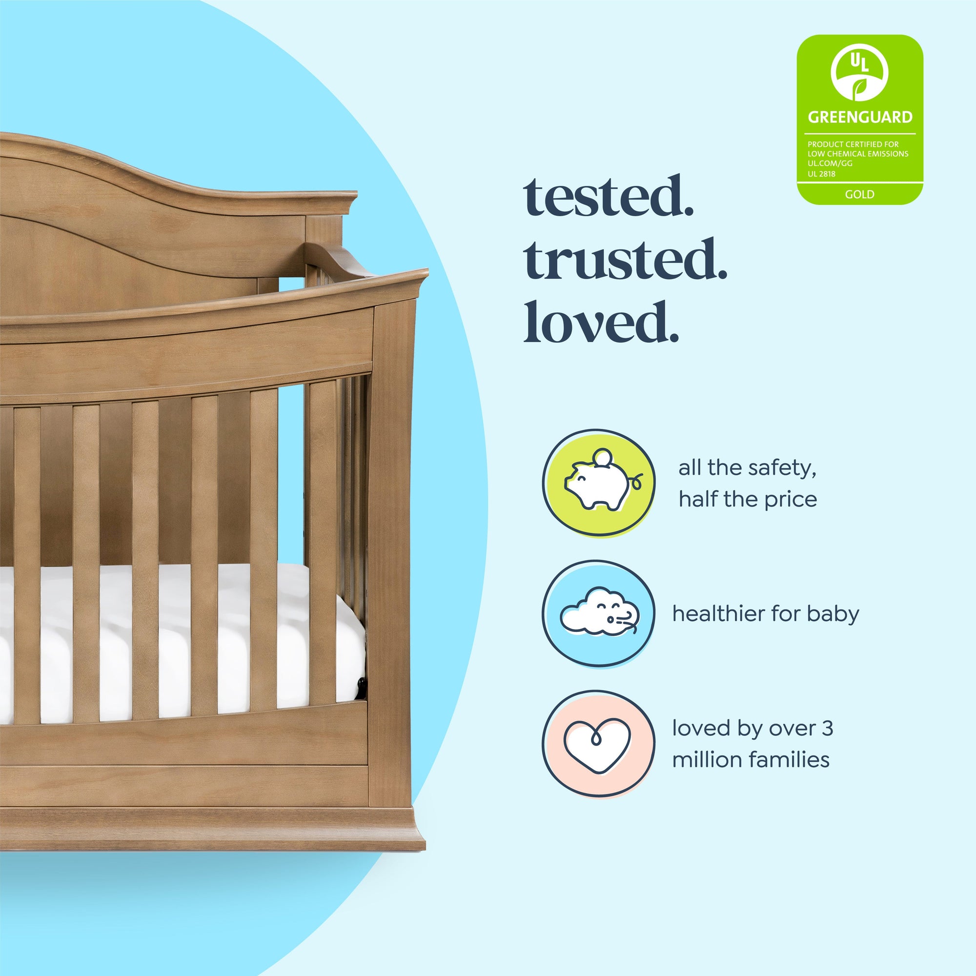 M4501HN,DaVinci,Meadow 4-in-1 Convertible Crib in Hazelnut