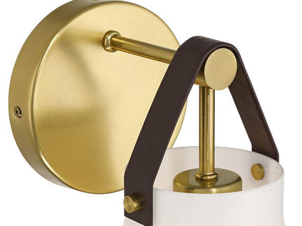 Ashley 10 1/2" High Antique Brass and Leather Wall Sconce Set of 2