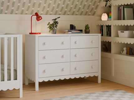 M27826W,DaVinci,Sammy Scallop 6-Drawer Dresser in White