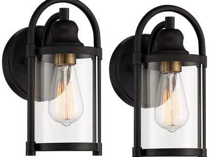 Avani 10 1/4" High Black and Brass Wall Sconce Set of 2