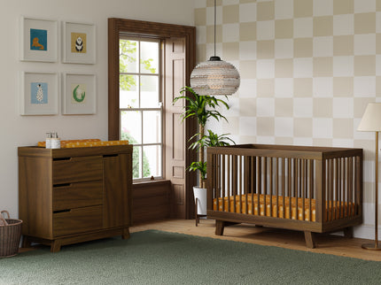 M4223NL,Babyletto,Hudson 3-Drawer Changer Dresser w/Removable Changing Tray in Natural Walnut