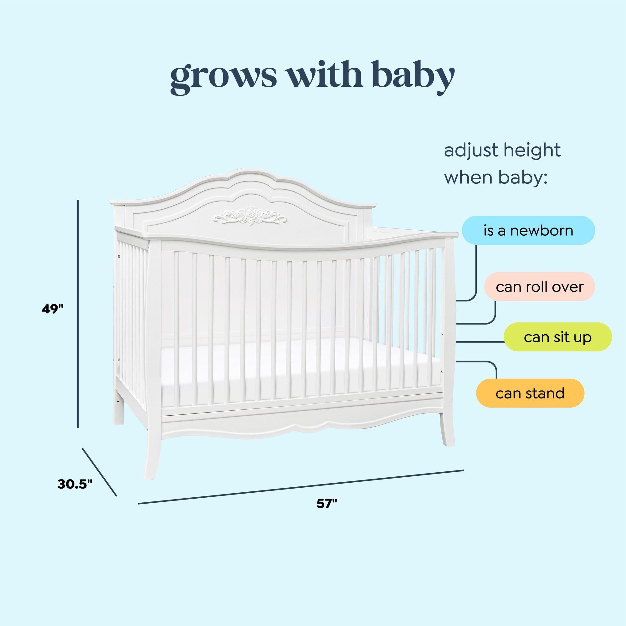 M20801W,DaVinci,Fiona 4-in-1 Convertible Crib in White