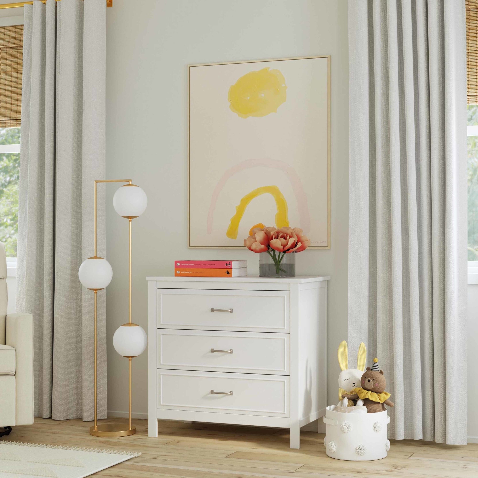 M12823W,DaVinci,Charlie 3-Drawer Dresser in White