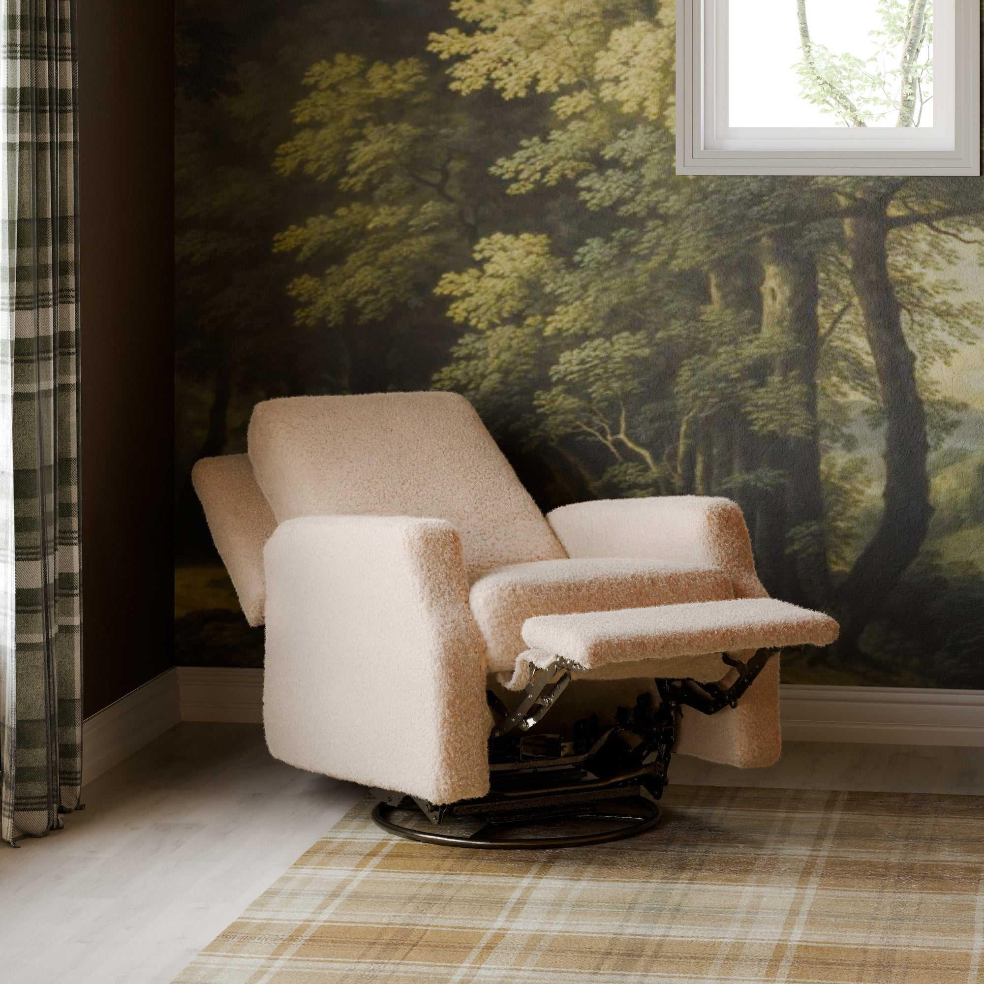 M22287CSG,Namesake,Crewe Recliner and Swivel Glider in Chai Shearling