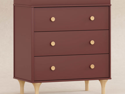 M9023CRN,Babyletto,Lolly 3-Drawer Changer Dresser w/Removable Changing Tray in Crimson/Natural