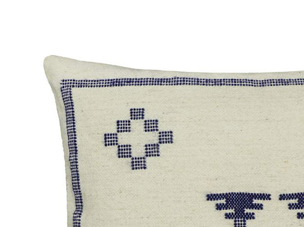 Aztec Cream and Indigo Wool 20" Square Accent Pillow