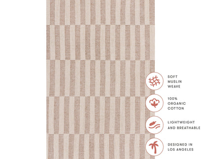 T30634,Babyletto,Cocoa Stripe Muslin All-Stages Bassinet Sheet in GOTS Certified Organic Cotton