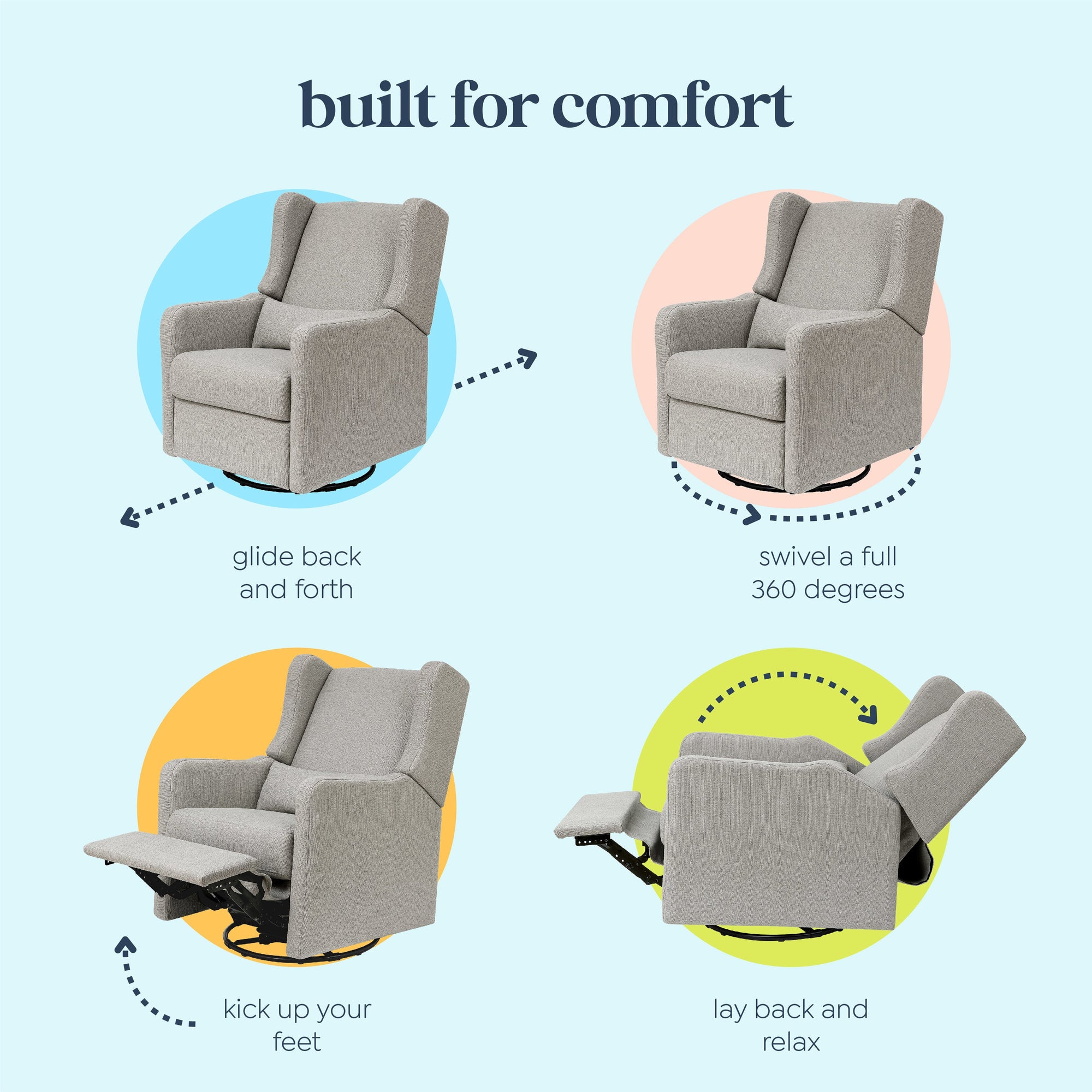 F19587PFTGRY,Carter's,Arlo Recliner and Swivel Glider in Performance Grey Linen