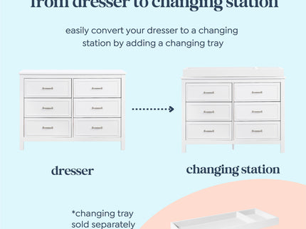 M12826W,DaVinci,Charlie 6-Drawer Double Dresser in White