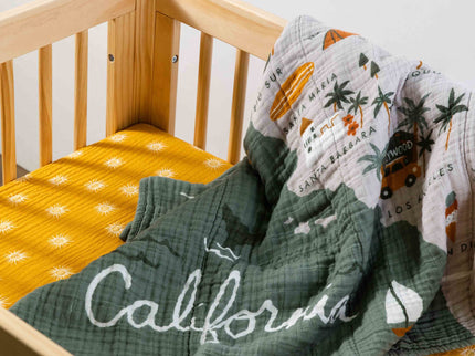 T26933,Babyletto,Golden Hour Muslin All-Stages Midi Crib Sheet in GOTS Certified Organic Cotton