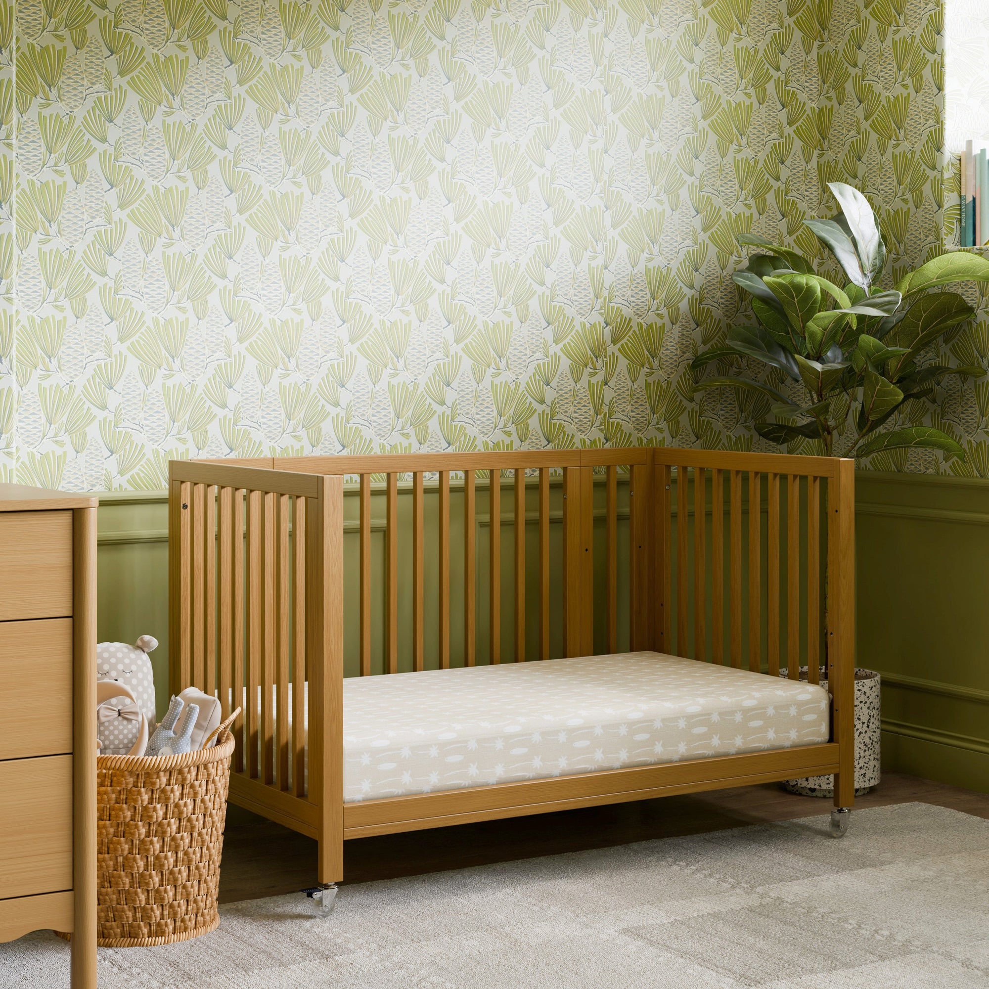 M30880HY,Babyletto,Rolli 9-in-1 Convertible All-Stages« Crib w/ Bassinet & Toddler Bed Kits in Honey