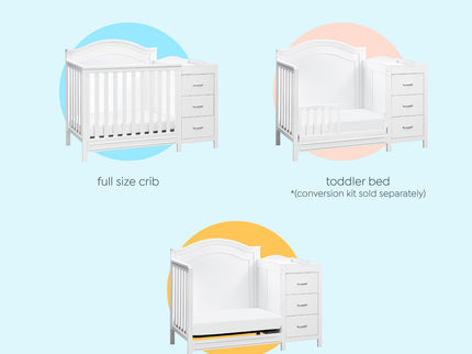 M12881W,DaVinci,Charlie 4-in-1 Convertible Mini Crib & Changer in White