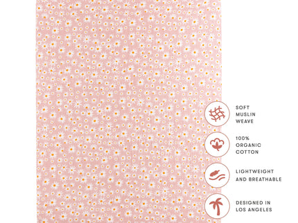 T28033,Babyletto,Daisy Muslin All-Stages Midi Crib Sheet in GOTS Certified Organic Cotton