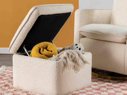 M20985WB,Babyletto,Cali Storage Ottoman in Ivory Boucle