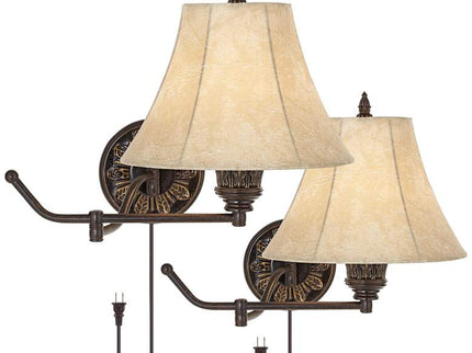 Barnes and Ivy Rosslyn Bronze Plug-In Swing Arm Wall Lamps Set of 2