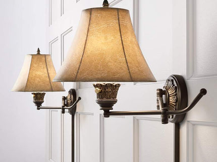 Barnes and Ivy Rosslyn Bronze Plug-In Swing Arm Wall Lamps Set of 2