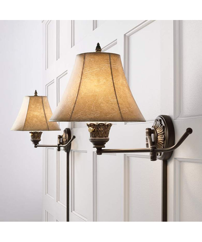 Barnes and Ivy Rosslyn Bronze Plug-In Swing Arm Wall Lamps Set of 2
