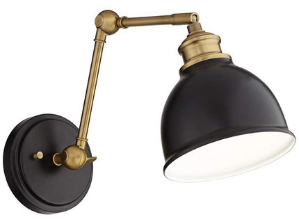 Barnes and Ivy Sania Black and Antique Brass Swing Arm Wall Lamps Set of 2