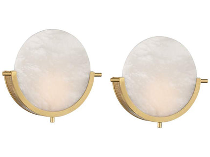 Barranco 9 1/2" High Warm Gold Alabaster LED Wall Sconce Set of 2