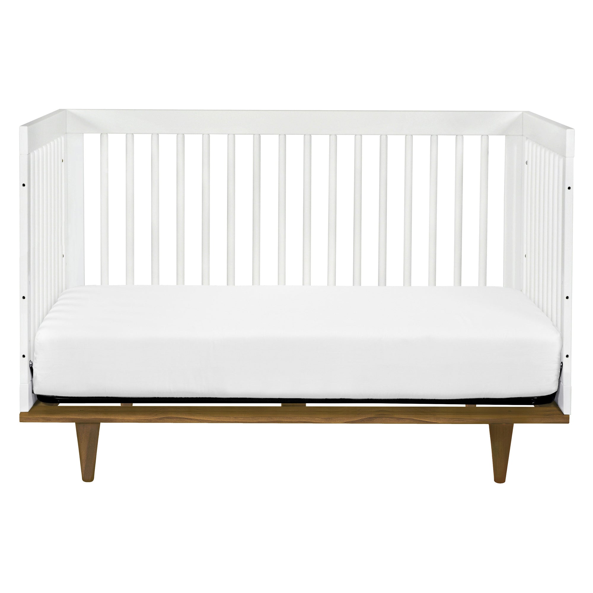 W4901WL,DaVinci,Marley 3-In-1 Convertible Crib in White Finish and Walnut Legs