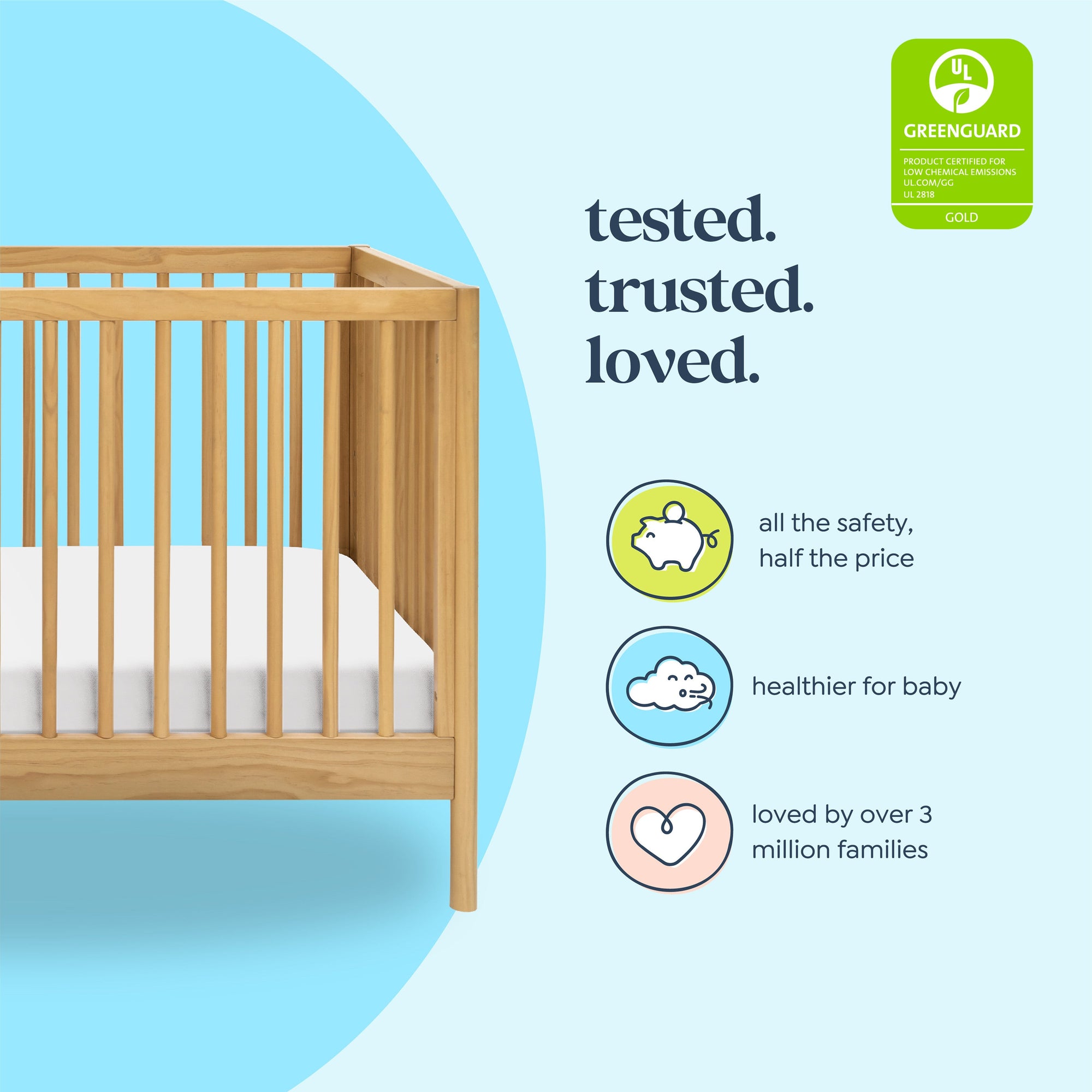 M25101HY,DaVinci,Birdie 3-in-1 Convertible Crib in Honey