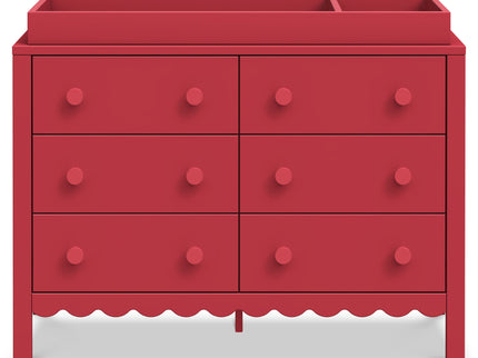 M27826TRD,DaVinci,Sammy Scallop 6-Drawer Dresser in Strawberry Red