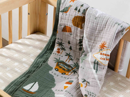 T27033,Babyletto,Beach Bum Muslin All-Stages Midi Crib Sheet in GOTS Certified Organic Cotton