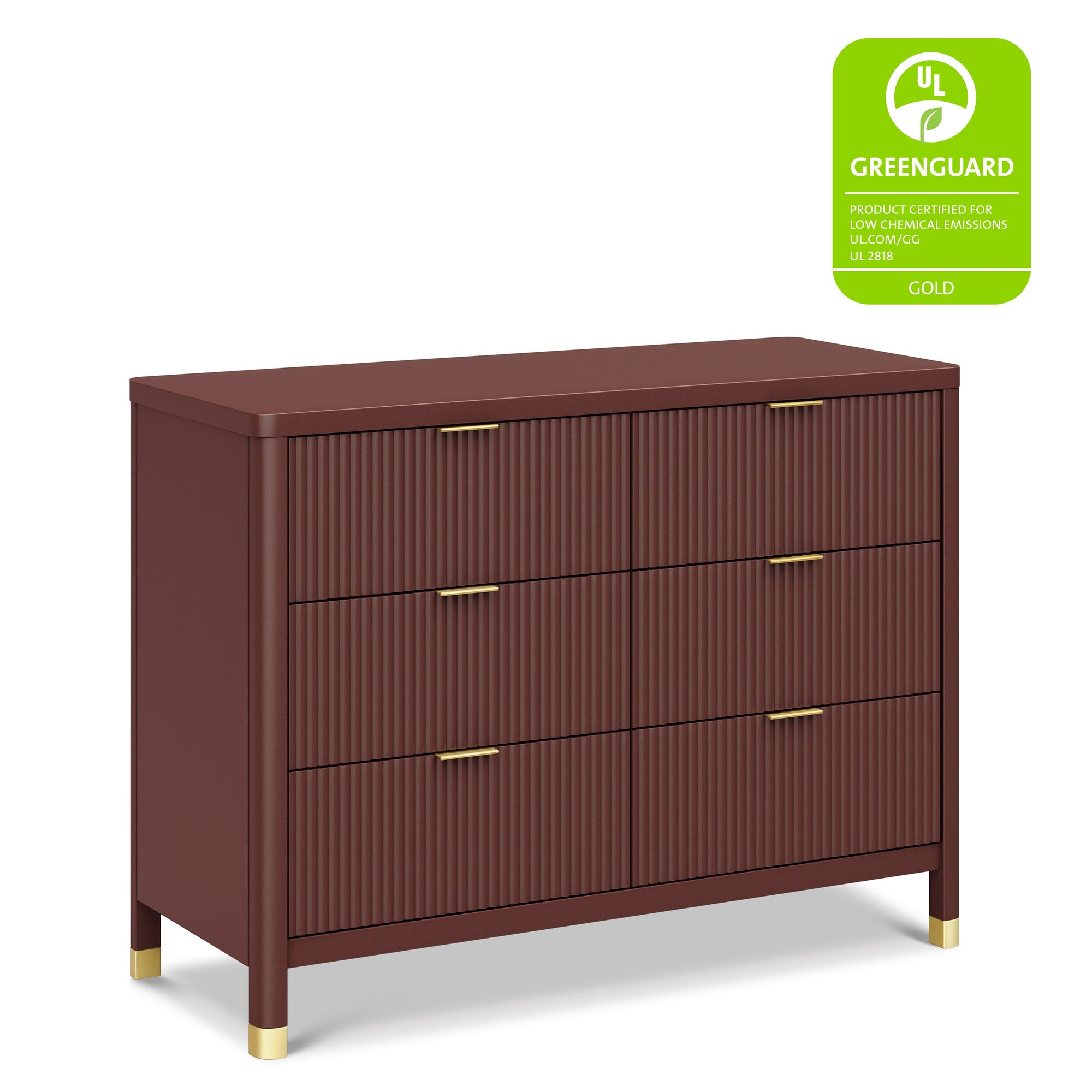 M26716CR,Namesake,Brimsley Tambour 6-Drawer Assembled Dresser in Crimson
