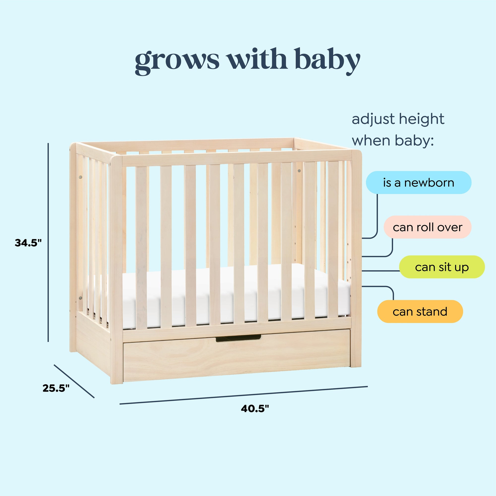 F11981NX,Carter's,Colby 4-in-1 Convertible Mini Crib w/ Trundle in Washed Natural