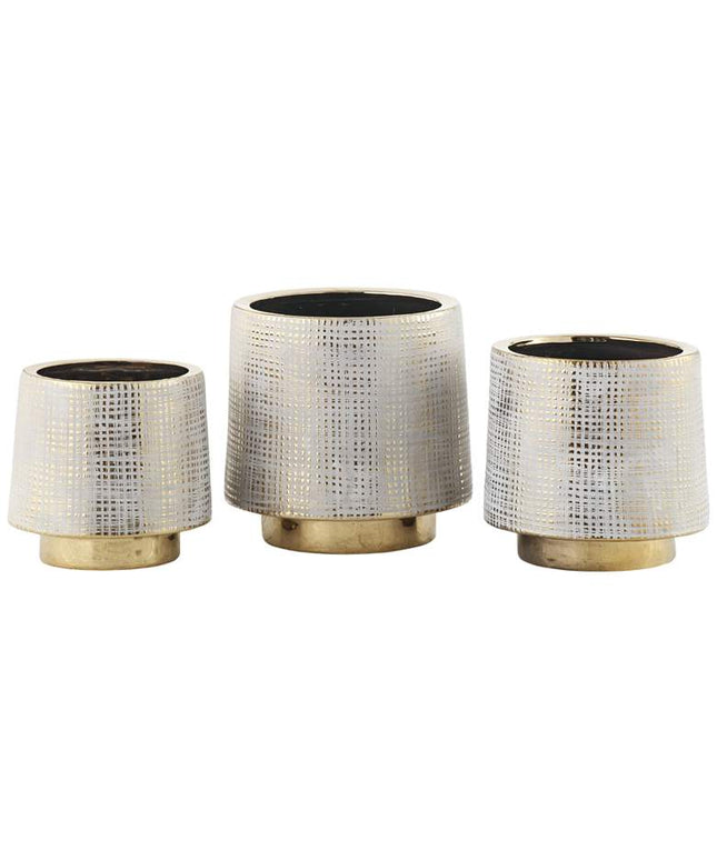 Beacon Gray and Gold Ceramic Vases Set of 3