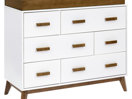 M5826WNL,Babyletto,Scoot 6-Drawer Dresser in White/Natural Walnut