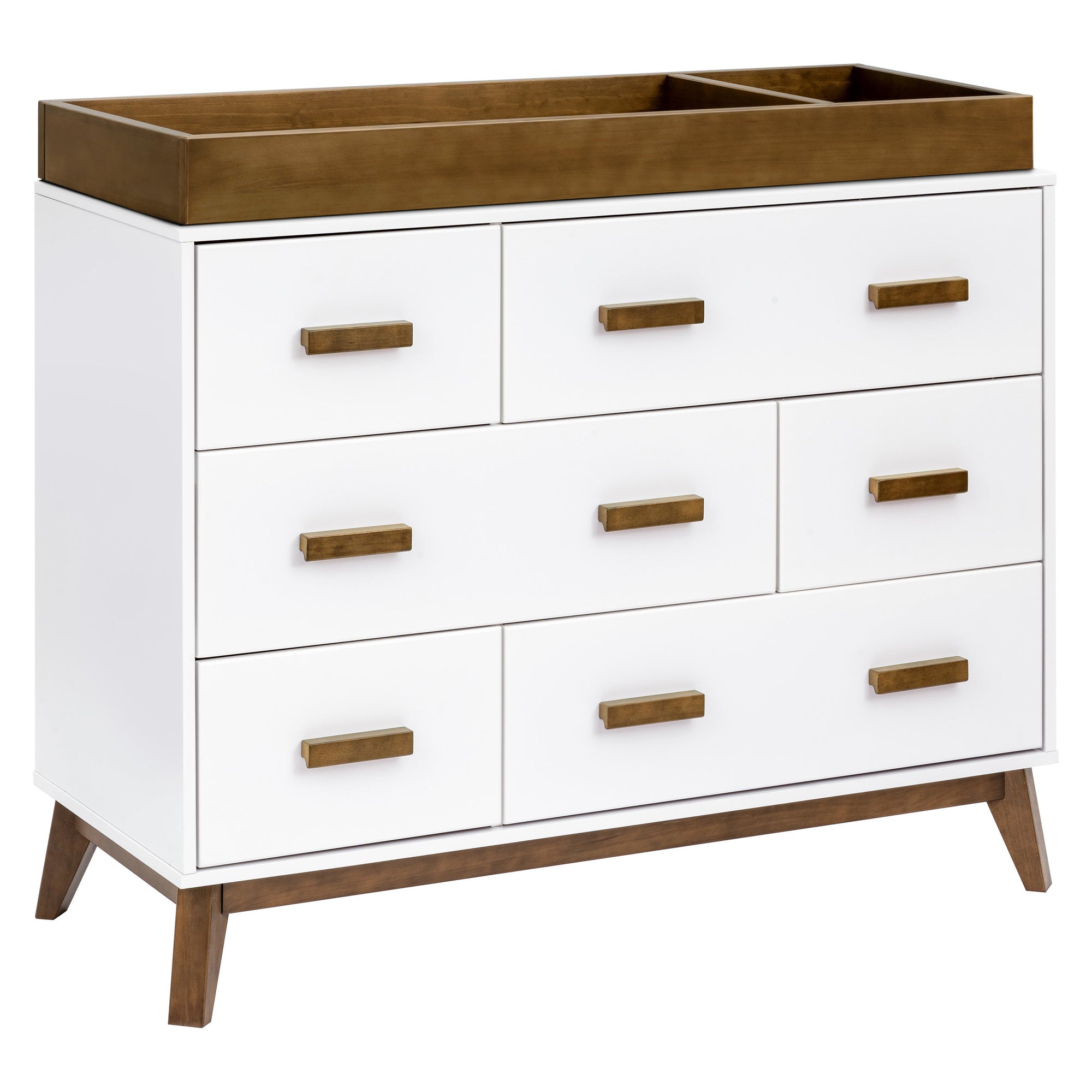 M5826WNL,Babyletto,Scoot 6-Drawer Dresser in White/Natural Walnut
