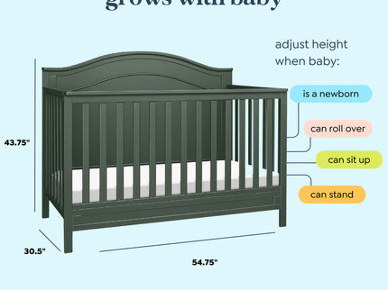 M12801FRGR,DaVinci,Charlie 4-in-1 Convertible Crib in Forest Green