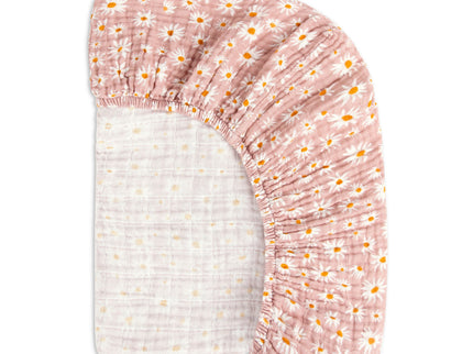 T28035,Babyletto,Daisy Muslin Crib Sheet in GOTS Certified Organic Cotton